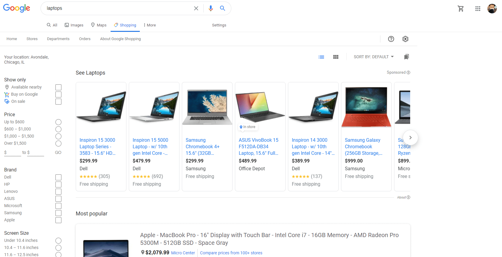 نتائج البحث في متجر Google